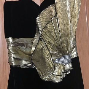 Wine Velvet & Lame Cocktail Dress